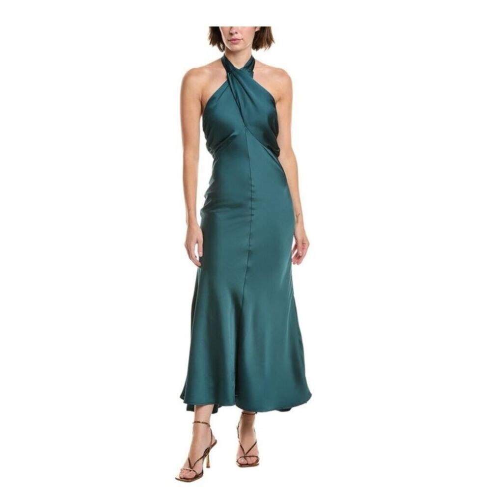 Tuckernuck OPT Willie Halter Maxi Dress Dark Teal Green Women Sz SMALL NEW